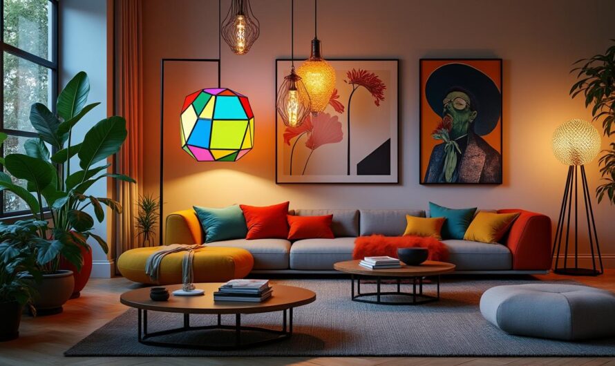 Décoration artistique avec luminaires insolites