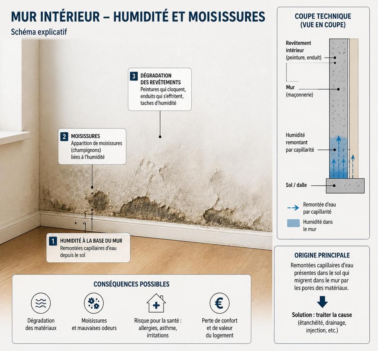 découvrez des solutions efficaces et durables pour traiter l'humidité et éliminer les moisissures sur vos murs intérieurs, afin d'améliorer la qualité de l'air et préserver votre habitat.